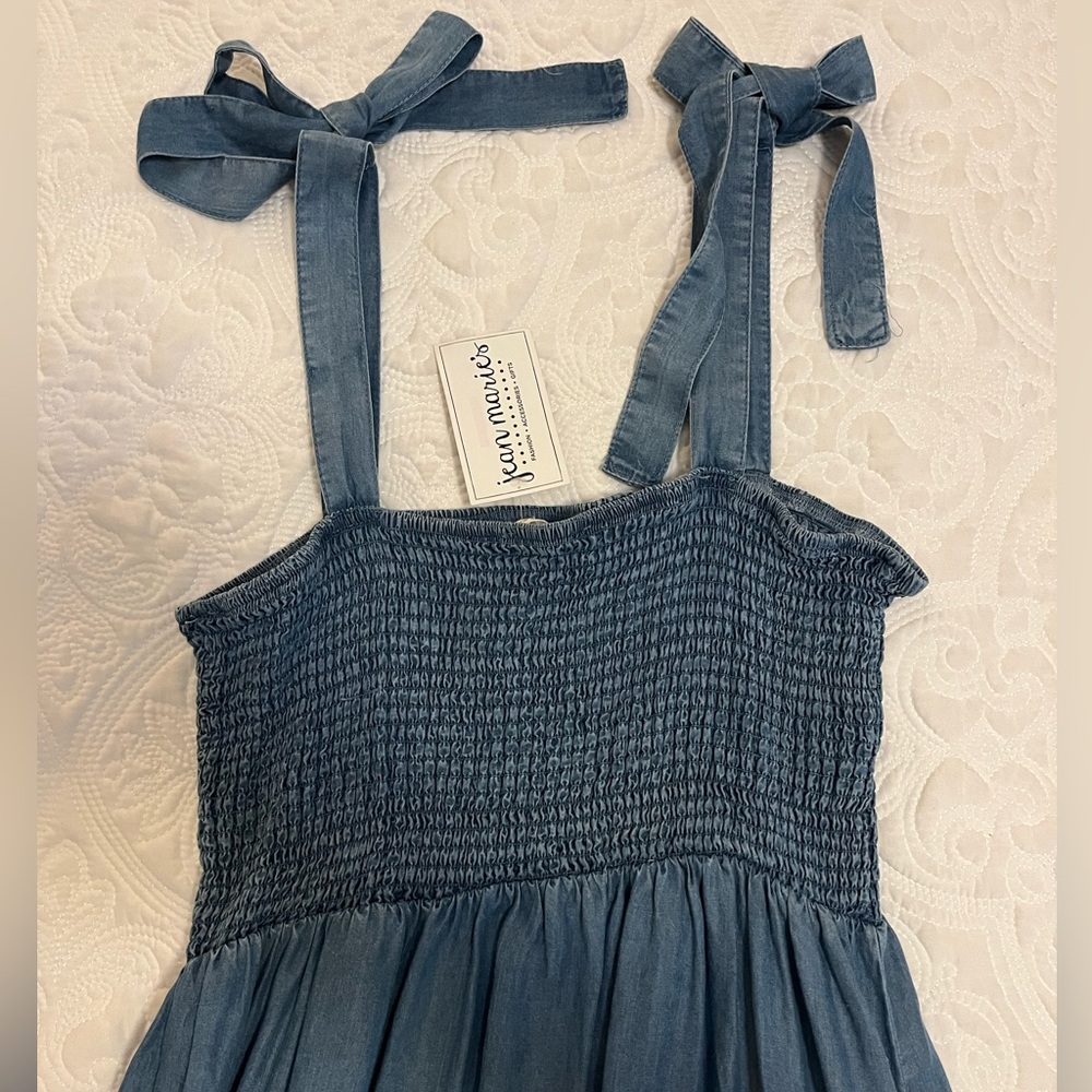 Women’s Denim Smocked Maxi Sundress - Picture 4 of 4